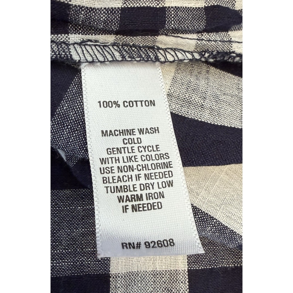 Passports 100% Cotton Sleeveless Navy Gingham Top Cottagecore Classic Beach Sz M - Picture 5 of 6